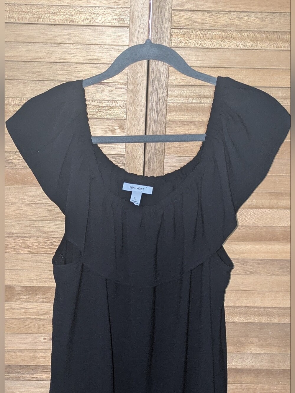 💥FINAL💥Nine West Black Ruffle-Trim Midi Dress - Picture 4 of 6